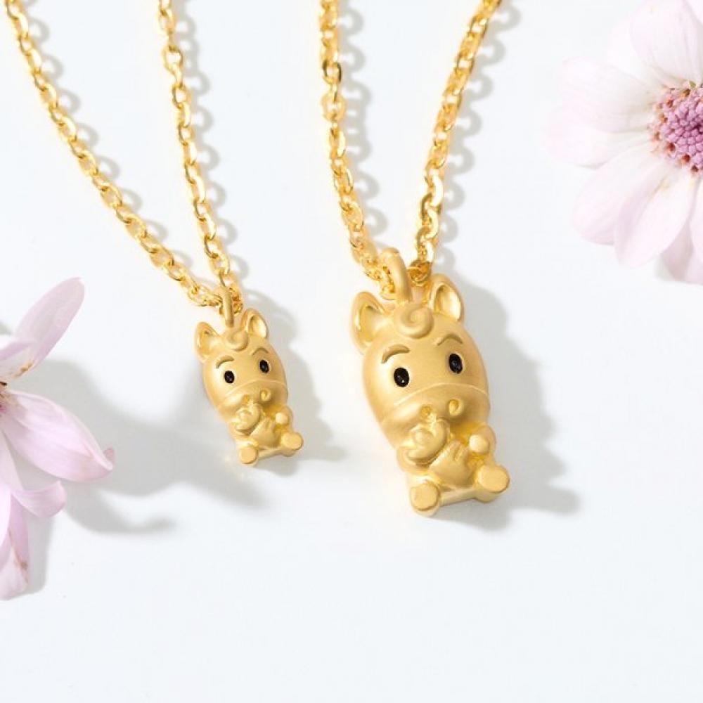 Porti Solid Gold 24k 1.875g Horse Zodiac Necklace