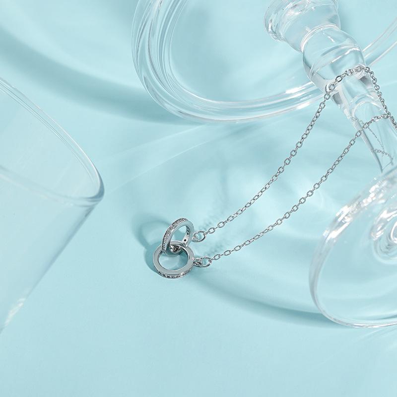 Золотое Двойное Кольцо-Ожерелье Цвета Розовое Золото, Нишевый Дизайн S9 Цыганская Звезда Переносная Бусина Сцепленное Ожерелье