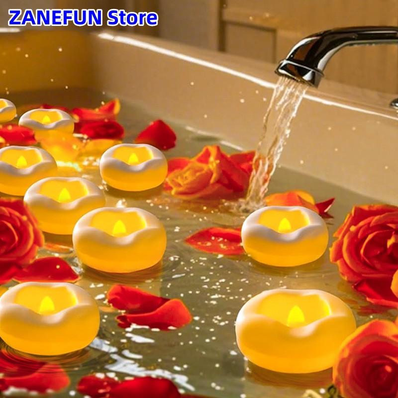 12-Pack Water Floating Flameless Waterproof Led Candle Lamp Flashing Romantic Wedding Decorations Water Float Swimming Pool