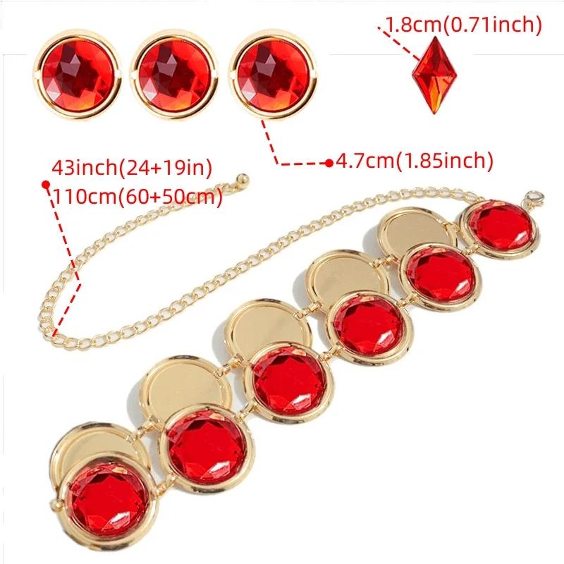 Anime Raven Cosplay Belt Accessories Belt Chain with Red Gems Diamond Halloween Cosplay Costume Prop