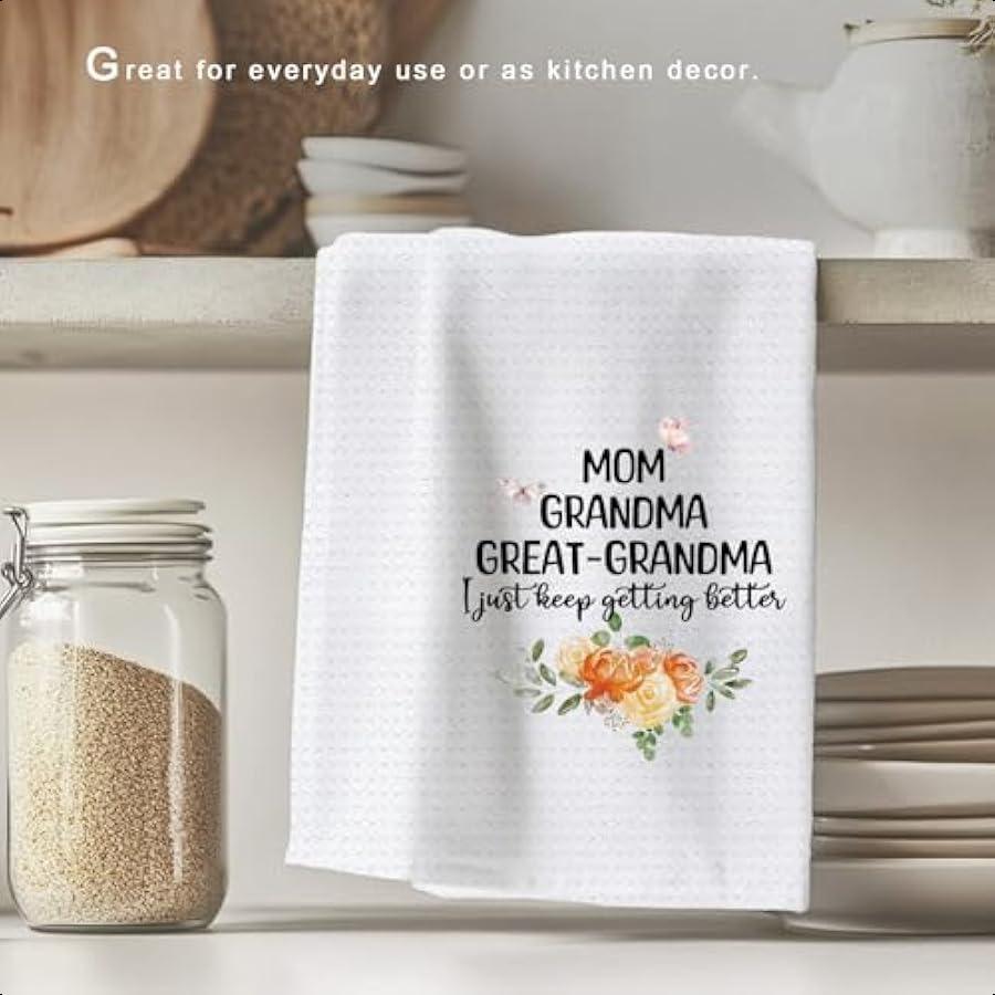 Great Grandma Weave Kitchen Towels Dish Towels Dish Cloth Grandma Gifts from Grandson Granddaughter Grandma Tea Hand Towel for
