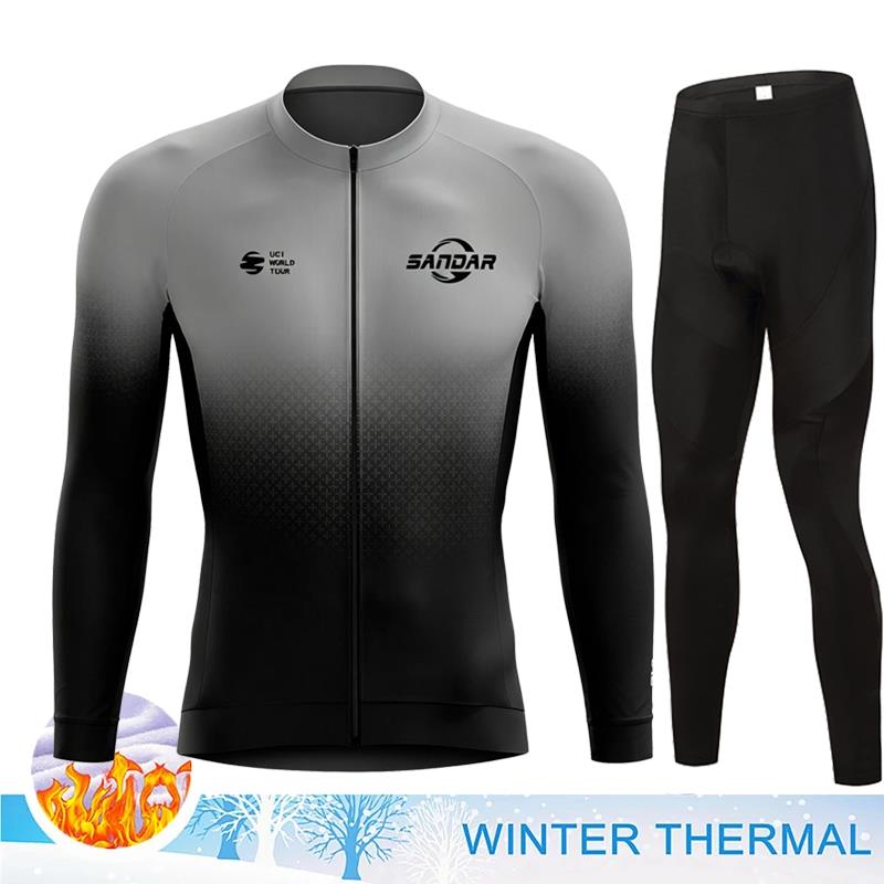 Men Winter Fleece Thermal Jacket MTB Bicycle Clothing Long Sleeve Cycling Jerseys Set Ciclismo Outdoor Warm Cothes Pants