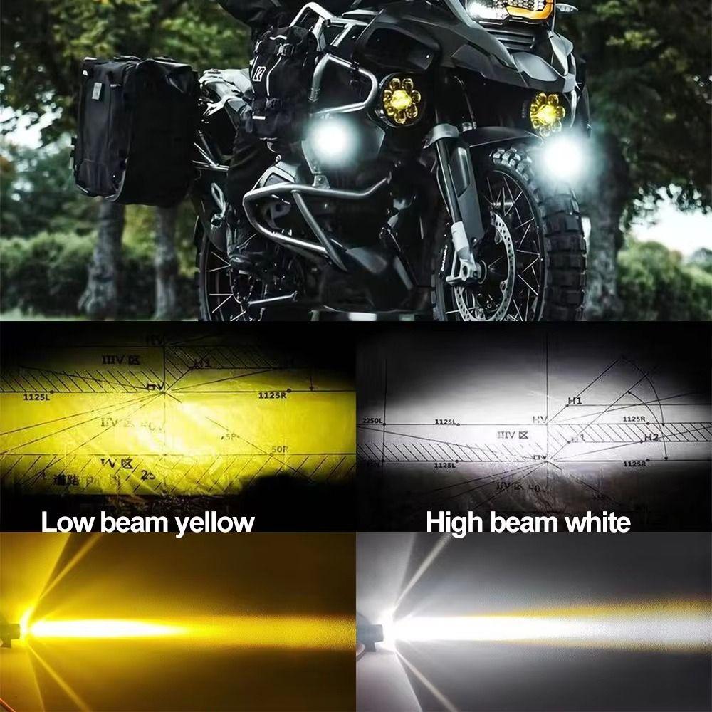2Pcs Dual Color Light Motorcycle Mini Driving Light LED Headlight Projector  Scooter Lighting