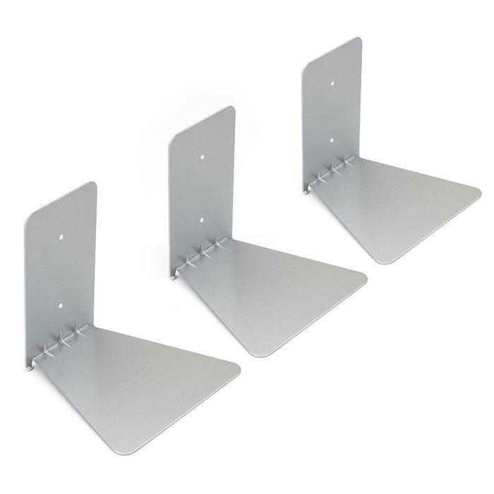 SET OF 3 CONCEAL BOOKSHELVES, SILVER METAL