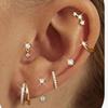7PCS Stainless Steel Gold Color Circle Hoop Earrings Set for Women Simple Zircon Flower Stud Earring Cartilage Jewelry