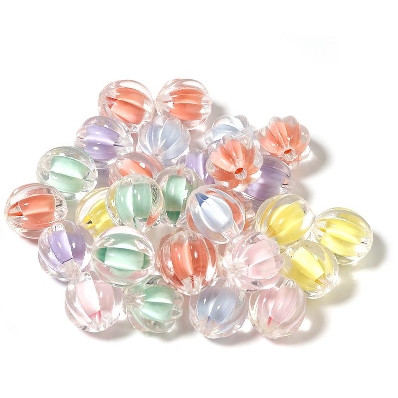 50Pcs 12x11mm Pumpkin Shaped Acrylic Beads Colorful Spaced Beads For Handmade Bracelets Phone Chains DIY Jewelry Accessories