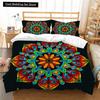 Bohemian Lotus King Queen Duvet Cover Boho Mandala Bedding Set For Kids Teens Adults Exotic Flowers 2/3Pcs Polyester Quilt Cover