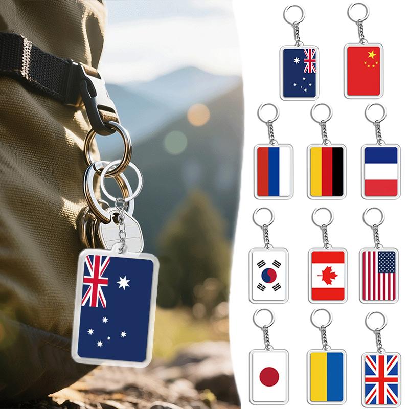 1PC Acrylic Fashion Key Holders Charm Keyring Gifts Car Decor Flag Key Chain Flag Key Chains Flags Bag Pendants
