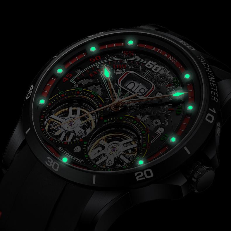 AILANG New Swiss Watches Double Tourbillon Automatic Mechanical Watches for Men Leather Belt