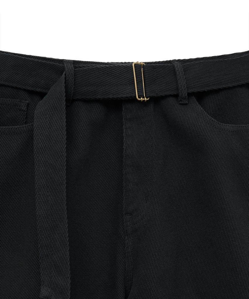 NOIRER Cotton Whipcord Washed Curved Pants (Black)