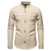 Autumn New Fashion Design Men's Long Sleeve Shirt Men High Quality Luxury Stand Collar Shirts Male Casual Social Wedding Party