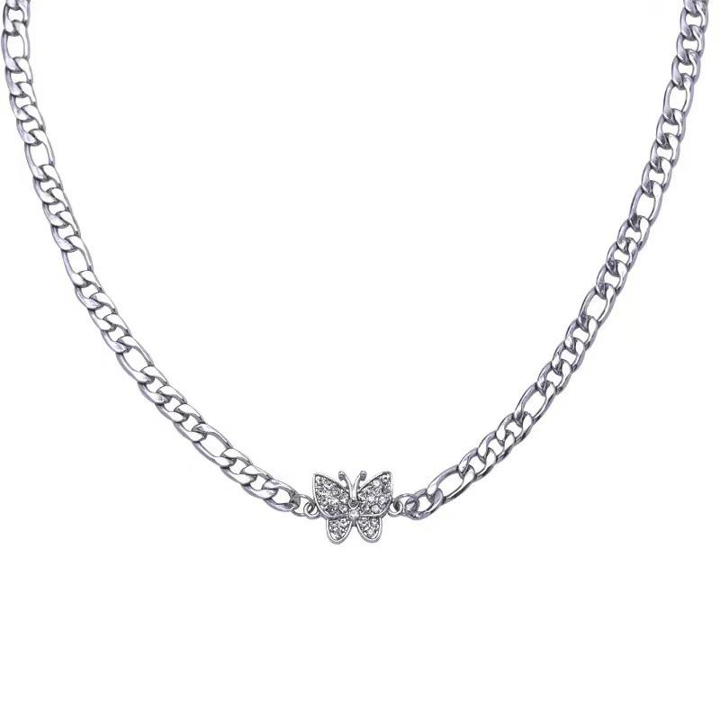 INS Chic Light Luxury Butterfly Diamond Choker - Trendy Hip-Hop Style Necklace for Women