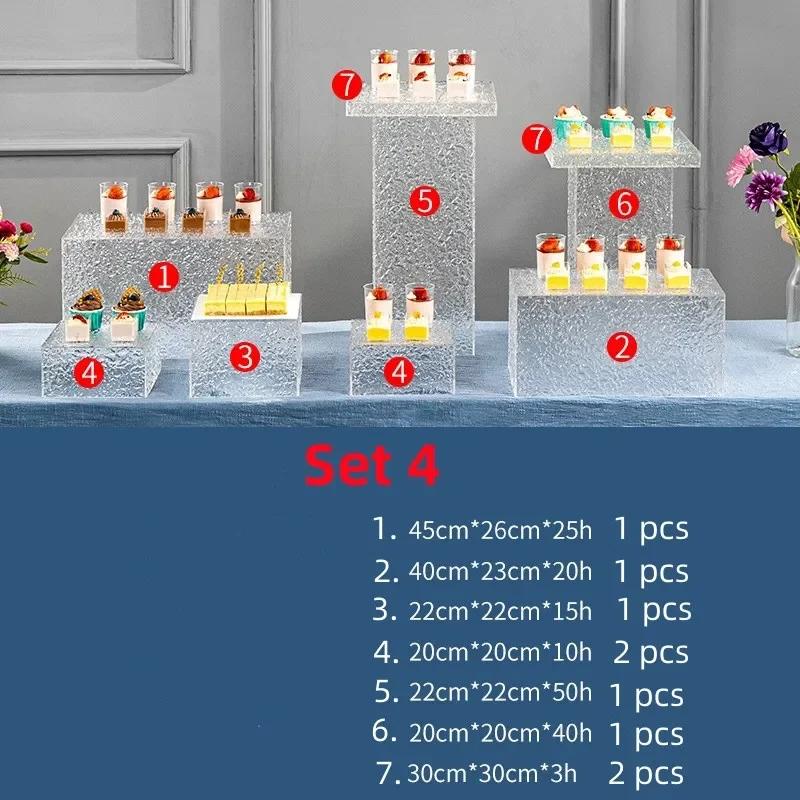 Acrylic Transparent  Dessert Rack Buffet Table Food Tray Rack Cake Tray Table Buffet Tea Break Stand Cake Display Dishes Plates