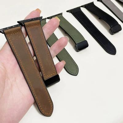 Leather+Silicone Strap For Apple Watch 10 42 46mm Ultra2 49mm 44mm 45 41mm 40mm 38 42mm Bracelet for Iwatch Series 9 8 7 SE 6