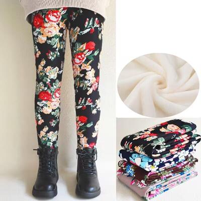 Leggings con stampa alla moda Ragazze Autunno Inverno Stampa vintage Plus Pantaloni in velluto Pantaloni per bambini