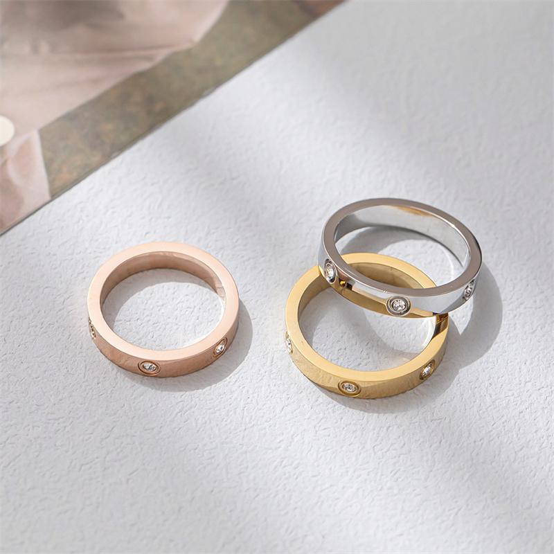 Modering für Paare aus Edelstahl in Roségold, Titanstahl Paar Zirkonring, Luxusschmuck für Damen und Herren, Hochzeitsgeschenke