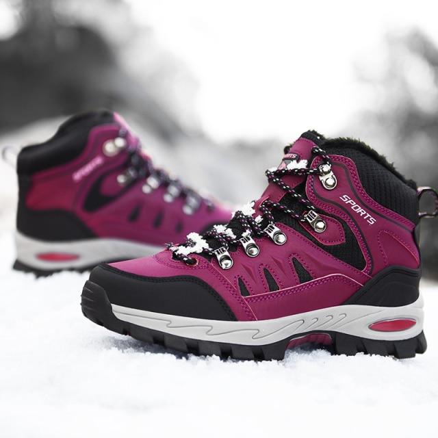 Winter Pro -Mountain Outdoor Hiking Shoes Men &Women Add Fur Hiking Boots Snow Walking Warm Training Trekking Footwear Boys