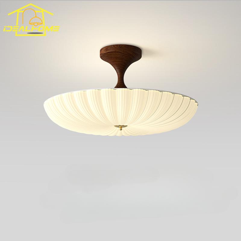 Vintage Walnut Shell Acrylic Iron Art Decorative Ceiling Lights LED Warm Romantic Round Ceiling Lamp Bedroom Bedroom Study Cafe
