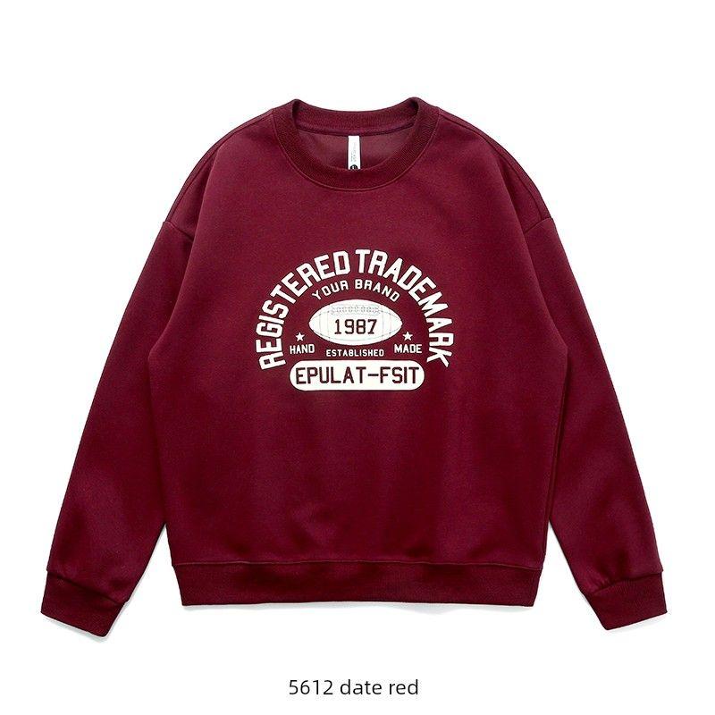 American Retro Trendy Brand Letter-Printed Round-Neck Sweatshirt for Men 2024 New Spring and Autumn Style Foreign Trade Men's Casual Jacket