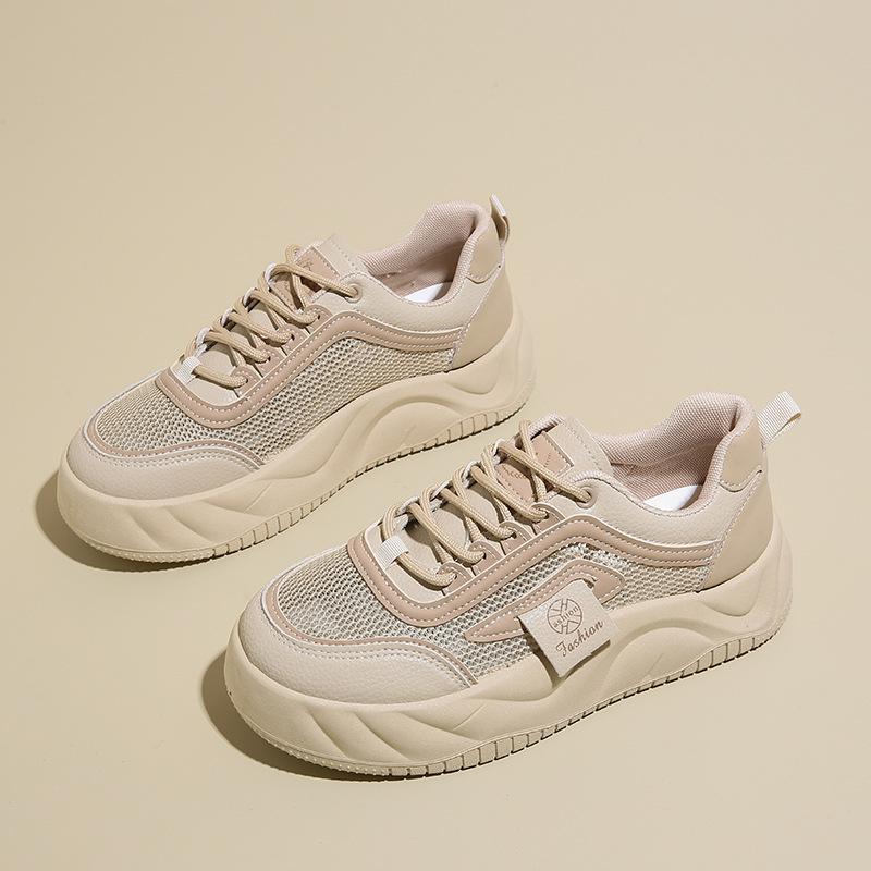 

Наступая на дерьмо женская обувь кожаные кроссовки женские 2025 новые весенне-осенние новые модели не устают ноги беременные женщины повседневные кроссовки 40 бежевый