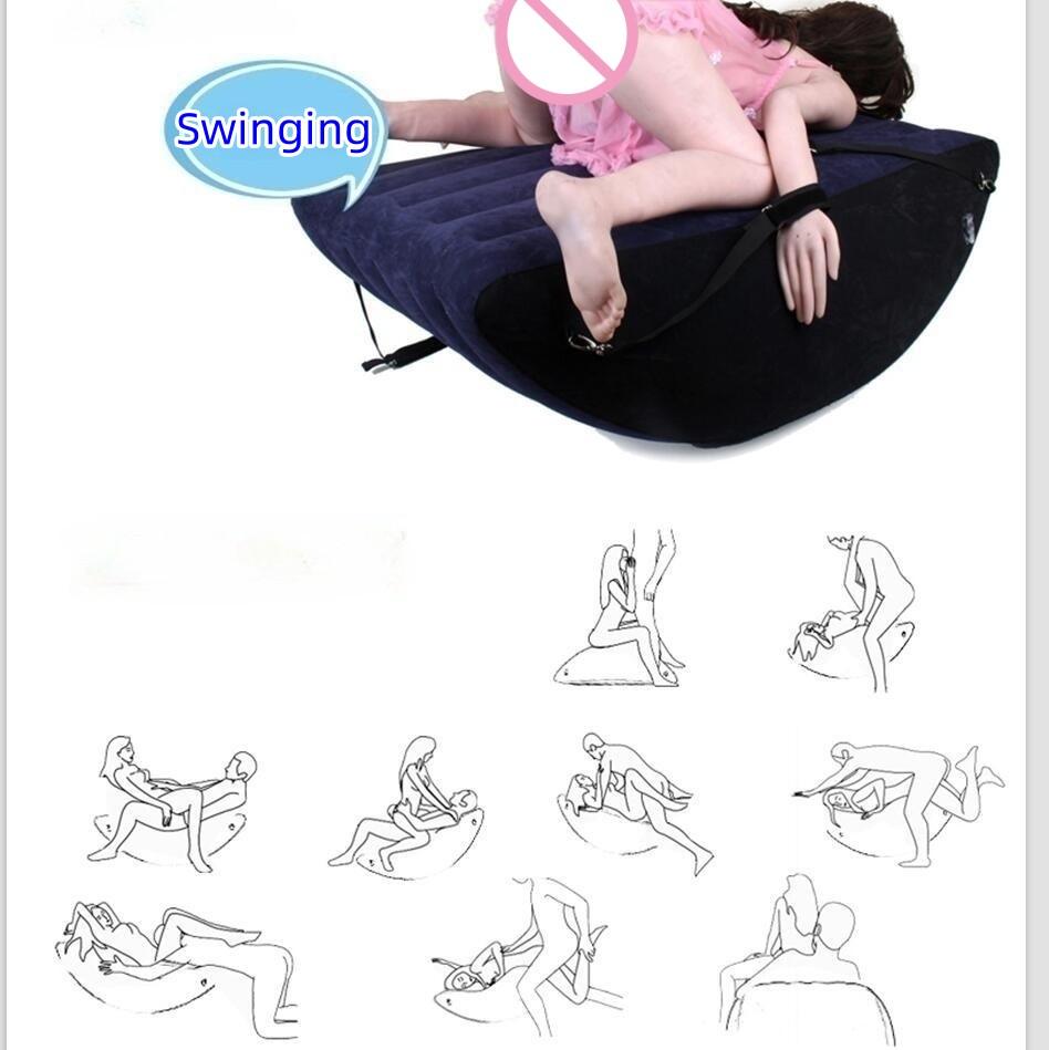 VaHppy Inflatable Mat/Bed Circle Curved  Swinging Multiple sex positions 2.1kg 100*65*35 Gift Handcuffs Couples SM BDSM Toys