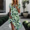 Women's Casual Fashion Stand Collar Floral Print Short Sleeve Dress
