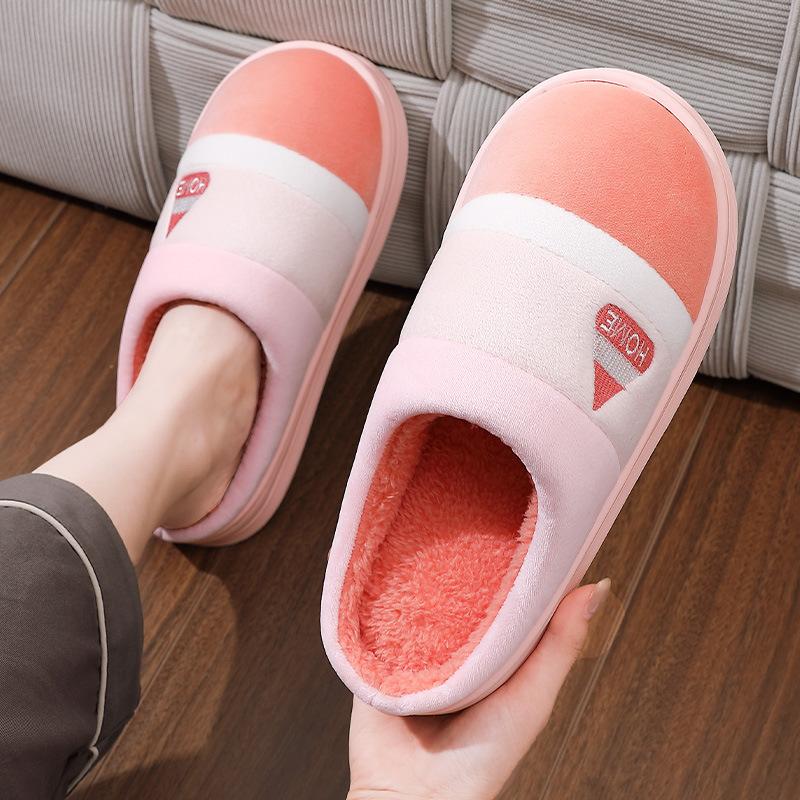 

Очень большой размер хлопковые тапочки мужские и женские осенне-зимние домашние нескользящие толстая подошва плюшевые теплые парные 36-37