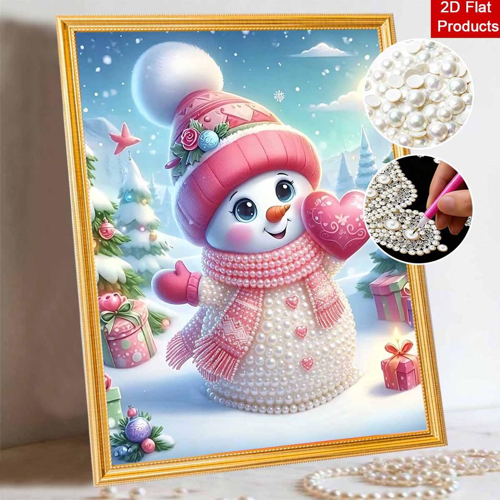 Christmas Pearl Painting Kit Handmade DIY Snowman Holding Heart Winter Holiday Home Decoration Painting
