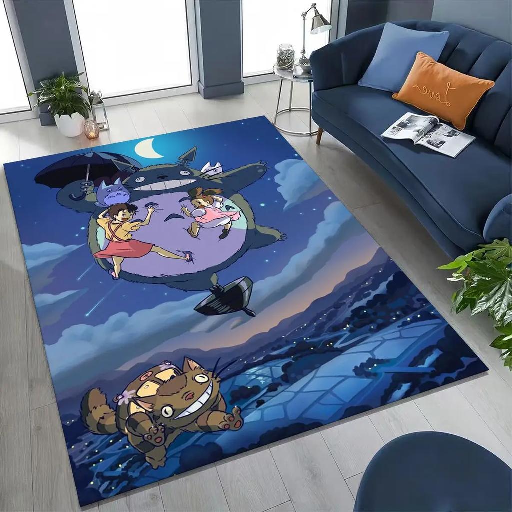 Kawaii T-Totoros Cartoon Art Carpet Rug for Bedroom Living Room Sofa Home Doormat Decor,Large Kids play Non-slip Floor Mat