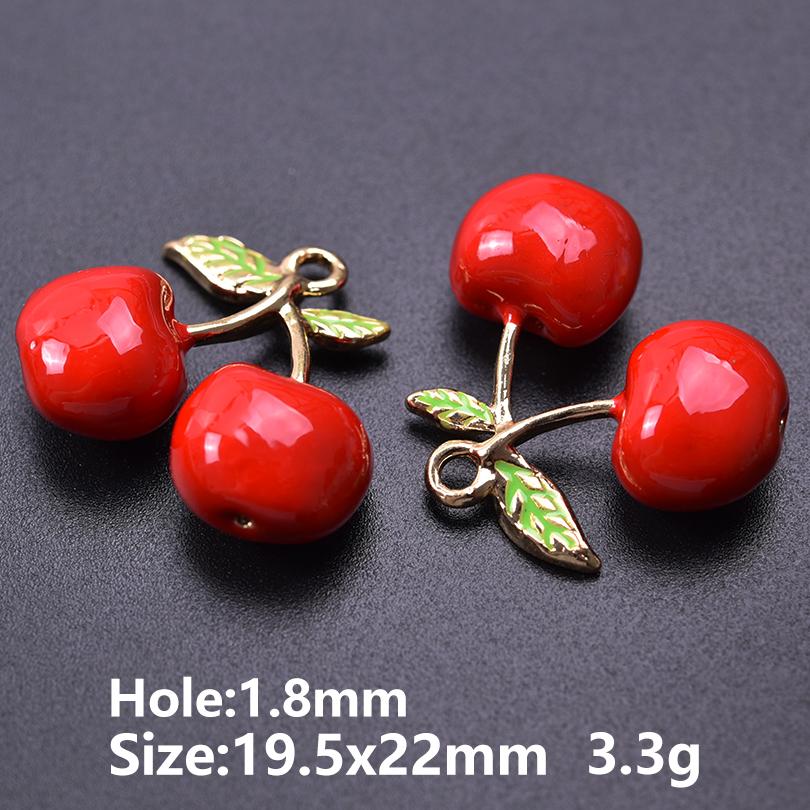 5pcs/Lot Cute Three-Dimensional Fruit Charm Enamel Cherry Mushroom Strawberry Pendants For Jewelry Making Supplies Banana Charms