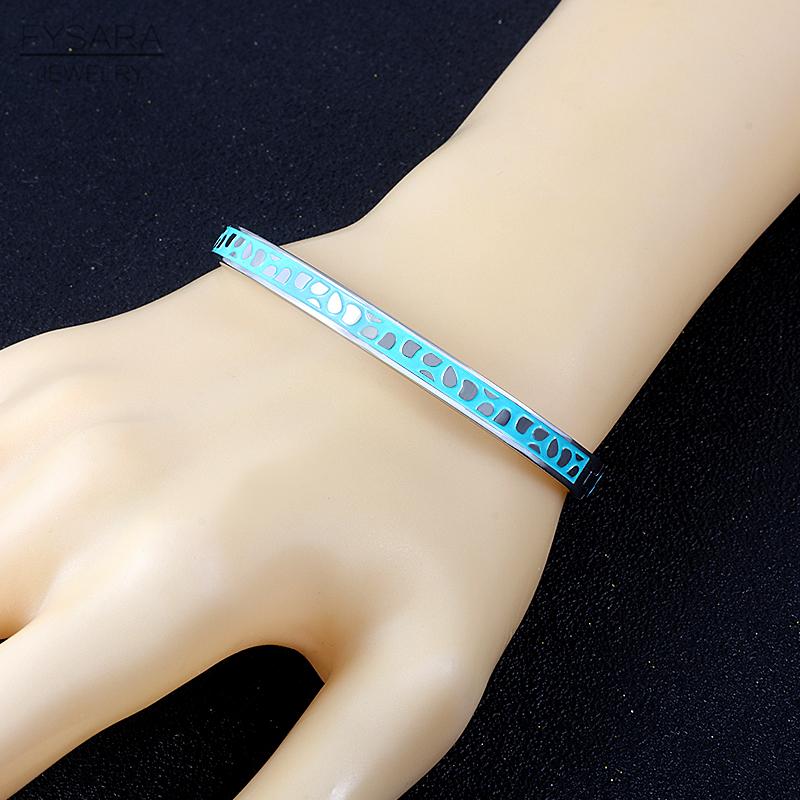 Geometry Jewelry Black Blue Enamel Bangles & Bracelets for Women Charm Bangles Stainless Steel Rose Gold Color Bangles