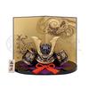 Yakusigama Gold-painted Success Helmet with Chrysanthemum Arabesque and Dragon/Tiger Screen [5772] Perfect for Festivals, Auspicious Celebrations, and