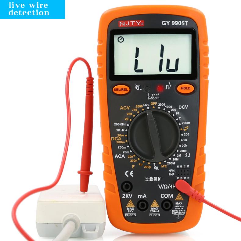 Digitální multimetr NJTY GY9905T měří až do 2000V pro střídavé i stejnosměrné napětí, vhodný pro testování vysokého napětí až do 2KV.