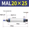 Mini Aluminum Alloy Pneumatic Cylinder - Round, Sizes 16/20/25/32/40 x 25/50/75/100/200