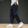 Men's Trendy Loose-Fit Cotton Linen Summer Pants - Lightweight, Casual, All-Match, Plus Size, Nine-Point Length.