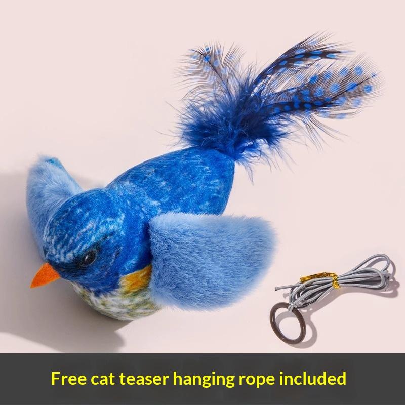 Realistic Simulation Plush Bird Cat Toy For Cats And Dogs Birds Catnip Toy Electric Squeaky Simulation Bird Plush Toys синий
