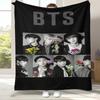 Fashion B-BTS Kpop Flannel Blanket,Ultra Soft Warm Plush Throw for Home Bedroom Bed Sofa Cover Office Camping Picnic gift