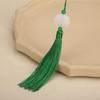 Double-Sided White Jade Lotus Tassel Fan Pendant - Antique Decoration Accessory
