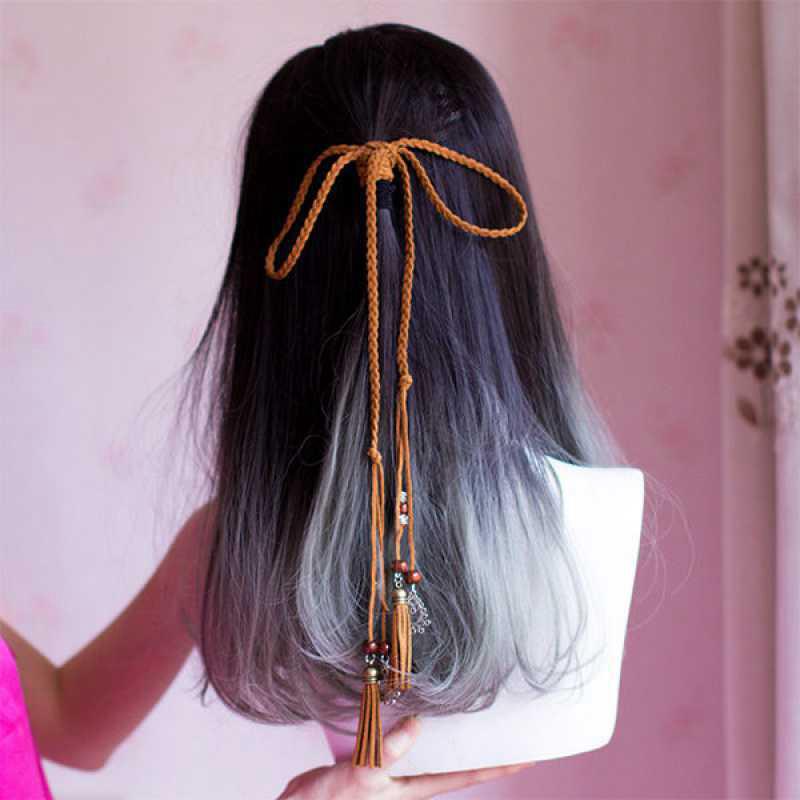 New Chinese Style Women's Tassel Hairbands Retro Hanfu Red Hair Rope Braided Bow Girl Headband Hair Accessories Headdress