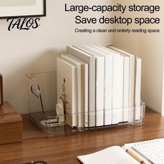 Organizer for Book And Stationery Sliding Action Bookend, Clear Stopper, Space Saving Office Desktop Stackable Desk File Bookshelf Storage,