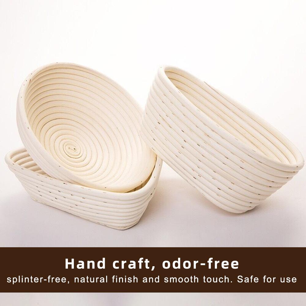 Round Oval-shaped Triangle-shaped Bread Proofing Basket Natural Rattan Proving Basket Sourdough for Kitchen Home Bakers with Liner Cloth
