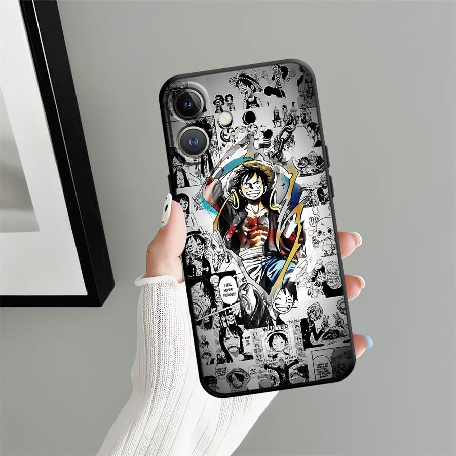 Ones Pieces Luffys Gear 5 Case for iPhone 15 16 14 Plus 13 12 11 17 Pro Max Air XS Max XR 7 8 Black Soft Phone Cover
