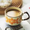 Underglaze Painting Japanese Coffee Mug Floral Pattern Office Water Cup Creative Drink Cup  Couple