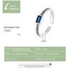 WOSTU 925 Sterling Silver Vintage Pattern & Rectangular Zirconium Ring for Women Adjustable Ring Fashion Jewelry