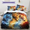 Flame Wolf  Pattern Bedding Quilt Set Quilt Cover Pillowcase Home Decoration  Gift (1 * duvet cover + 2 * pillowcase, without core)