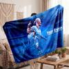 Erling Haaland Personalized Fleece Blanket With Football Logo, Custom Name Text Soft Warm Home Throw Blanket