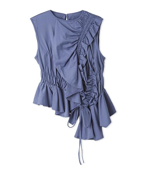 Lily Brown Asymmetrical Frill Cut Top LWCT252004 BLU Women's