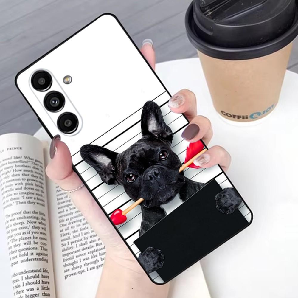 French Bulldog Phone Case For Samsung S 25,24,21,22,23,30,20,Ultra,Plus,Fe,Lite,Note,10,9,5G Black Soft