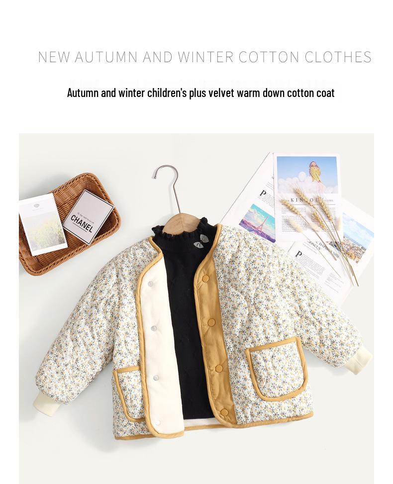 2025 Autumn & Winter Girls' Quilted Cotton Jacket: Fleece-Lined Baby & Children’s Outerwear