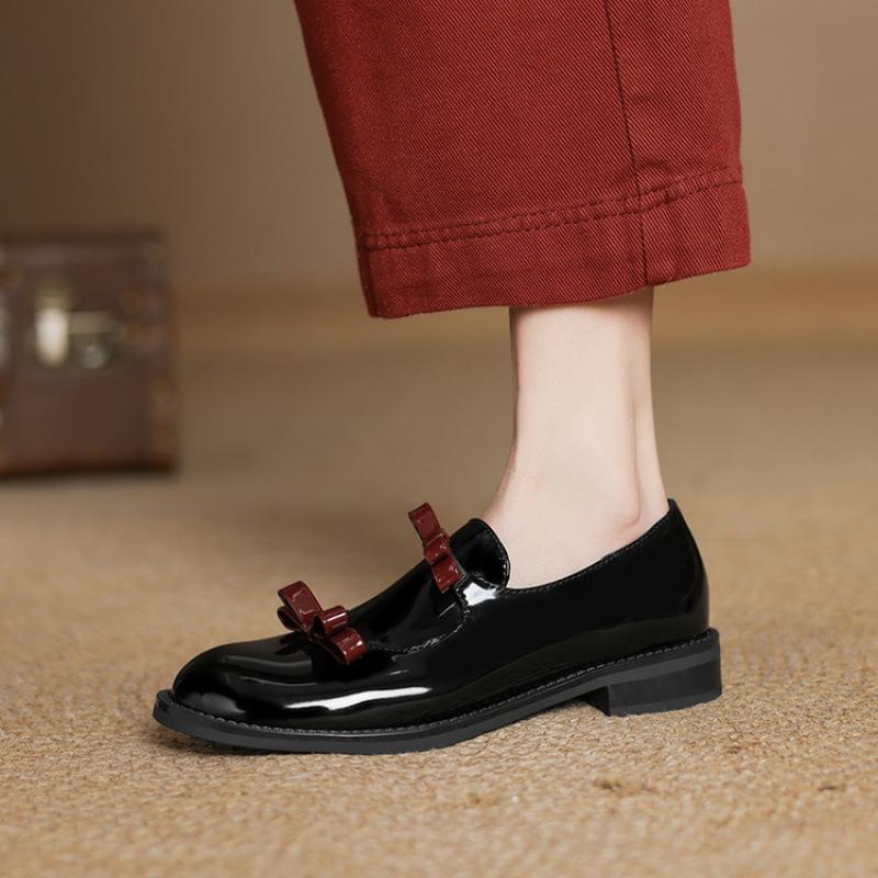 

Новые женские повседневные туфли-лодочки, лакированные туфли большого размера с открытым верхом, черные слипоны на все сезоны, с круглым носком 39 бордовый